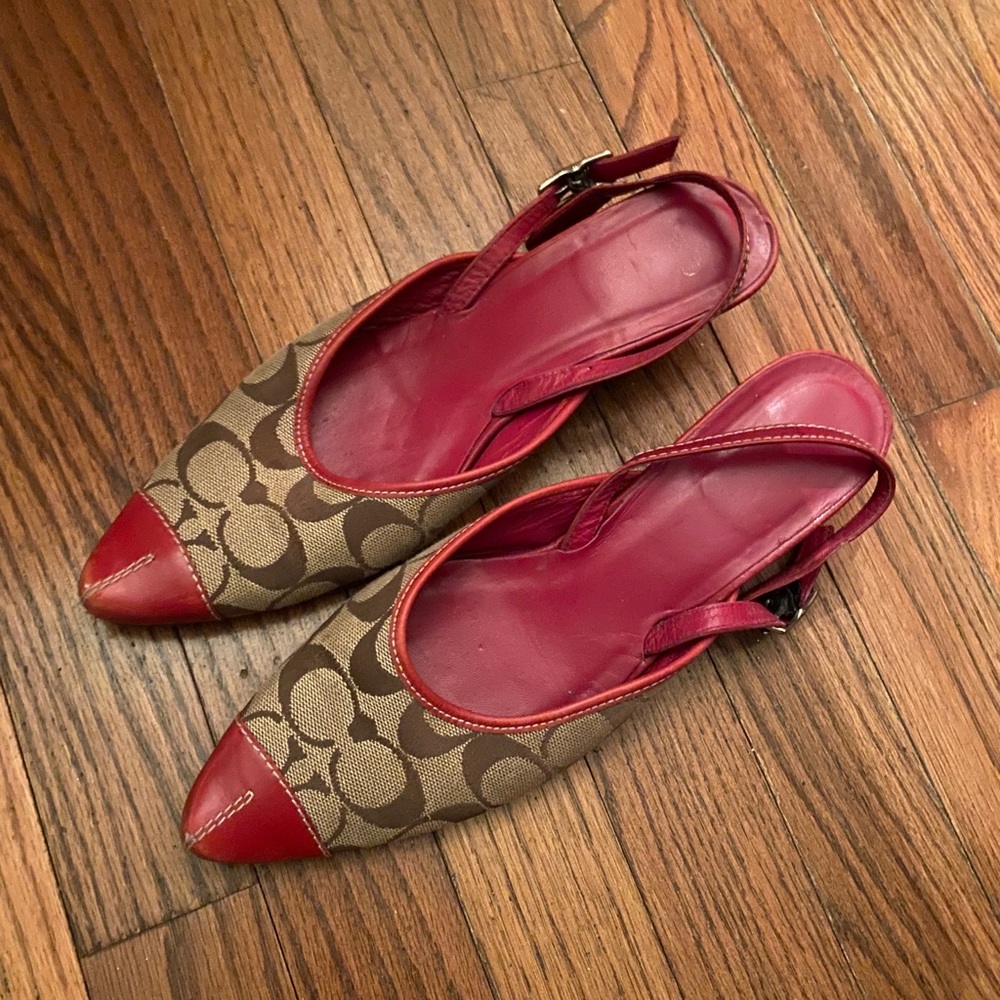 Coach mid heel sling backs